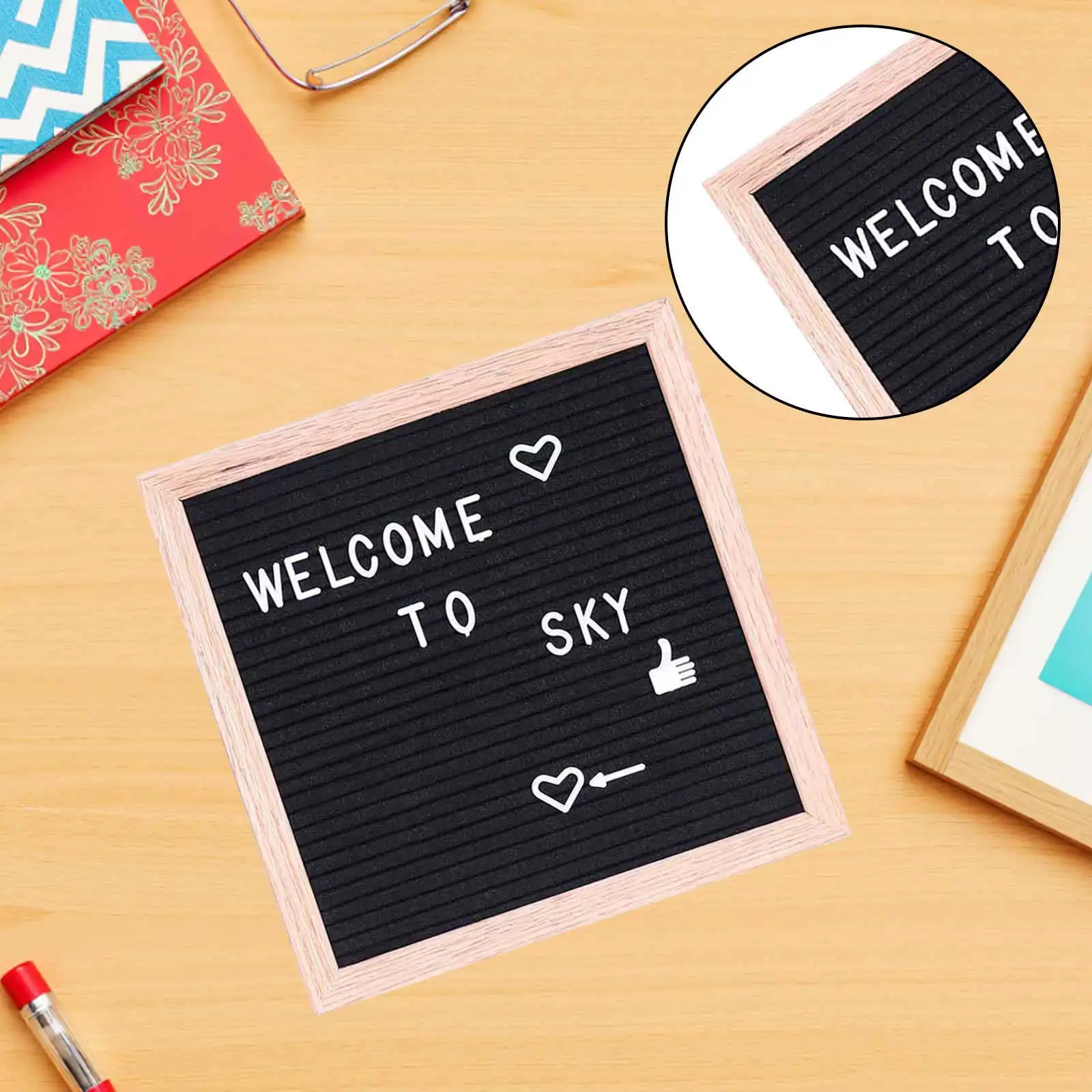 1Pcs 편지 메시지 보드 나무 프레임 펠트 칠판 DIY 세트 홈 카페 학교 크리 에이 티브 디스플레이 알림 동기 부여