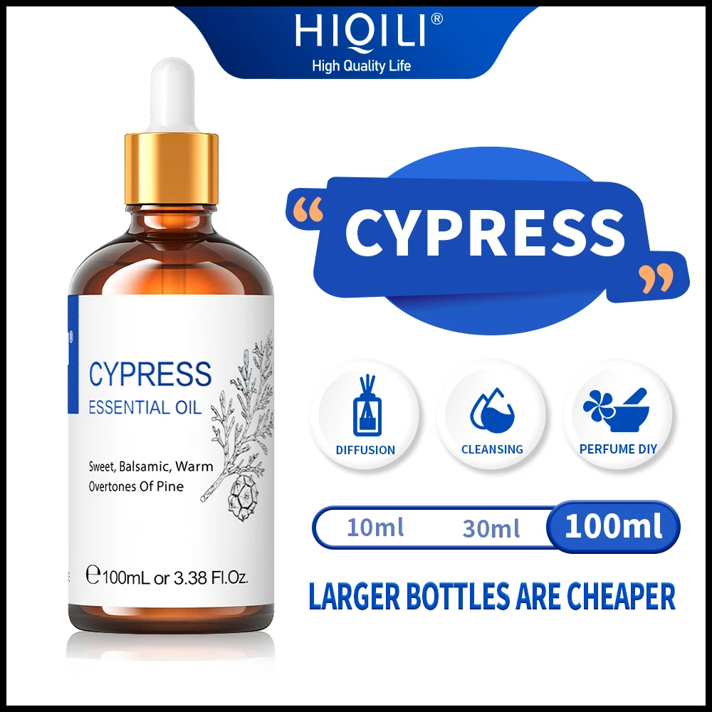 Hiqili Oli Essenziali Di Cipresso Da 100Ml, Natura Pura Al 100% Per Aromaterapia |
