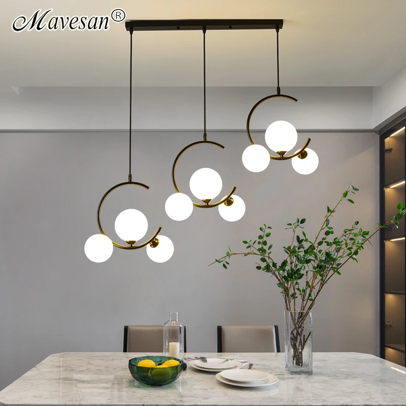 Nordic LED Chandeliers Bedroom Glass Ball Lamp Creative Art Bedside  Pendant Light Restaurant Dining Table Decor Hanging Lamp