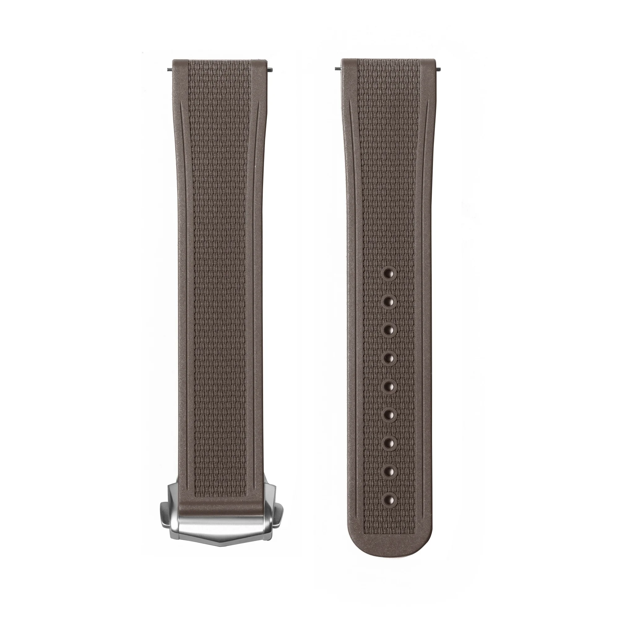 Deluxe FKM Rubber Watch Strap with Deployant Clasp - Dustproof & Sweat-proof
