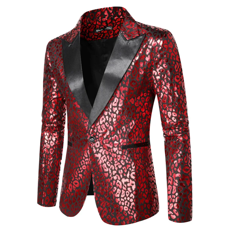 

Men Luxury Red Sequins Suit Jacket Slim Fit Lapel Blazer Jacket Mens Party Nightclub Stage Singers Blazers Costume Homme XXL