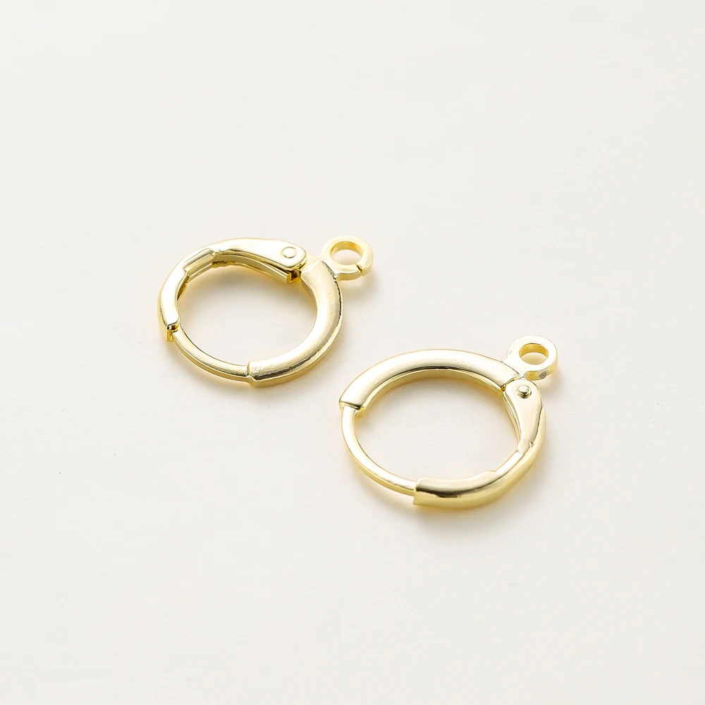 10 Stück 14K 18K vergoldetes Messing Frankreich Blanko Runde Öffnung Ohrring Haken Ohr Anhänger Clips Schleife für DIY Schmuckherstellung – Detail 10