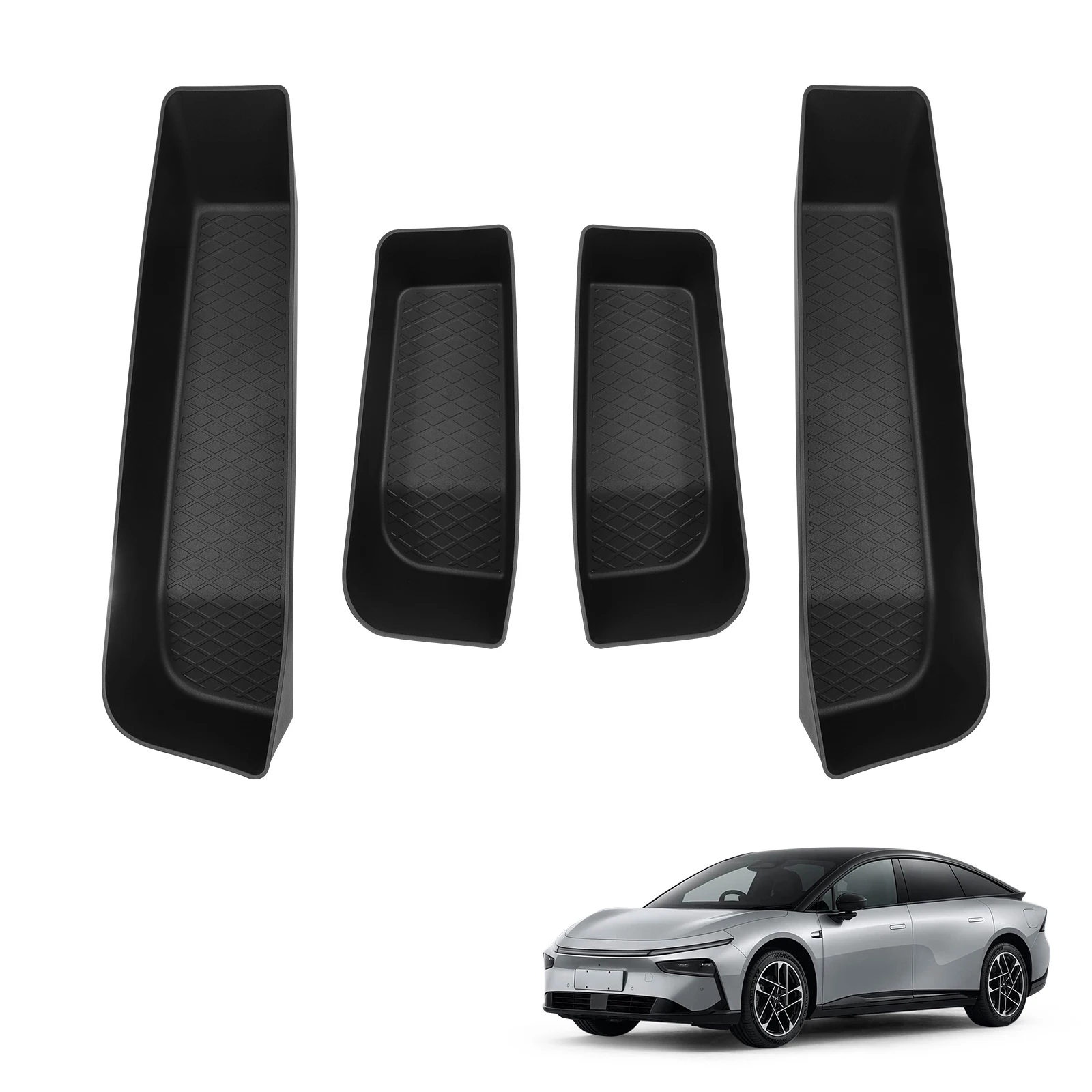 Smabee für Xpeng P7+ 2024-2026 Vordere und Hintere Tür-Aufbewahrungsfächer Auto-Türgriff-Aufbewahrungsbox Organizer TPE Auto-Zubehör Schwarz 4 Stück – Detail 8