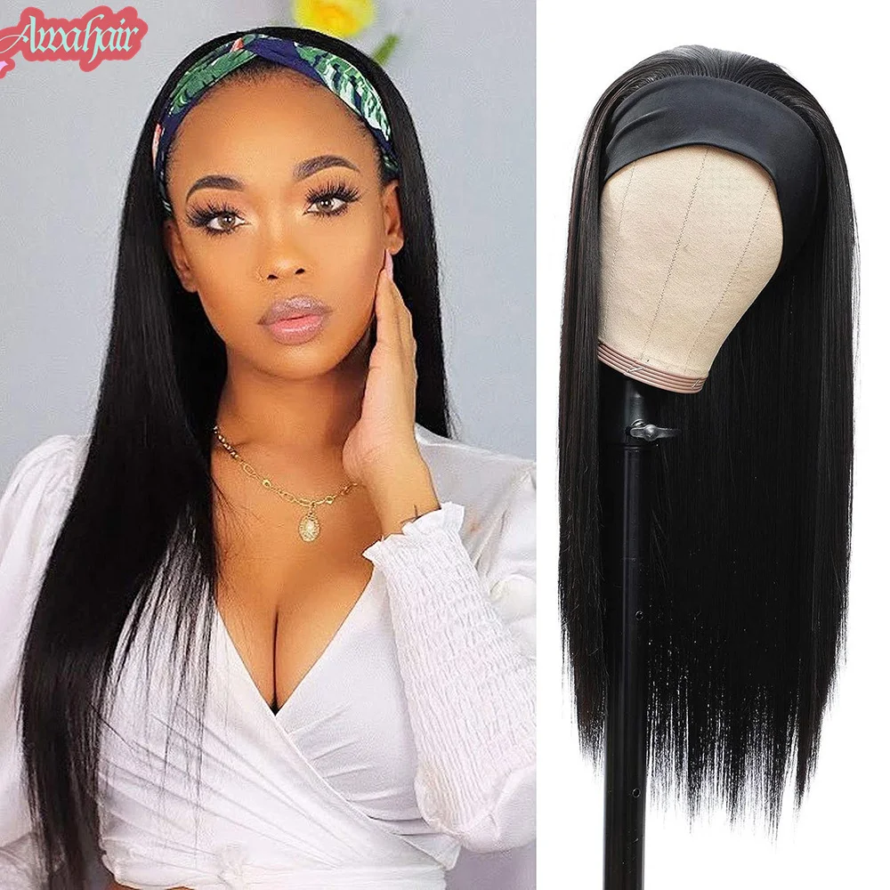 

Awahair Synthetic Straight Headband Wig Glueless Wig Brazilian Natural Hair Wig for Black Women