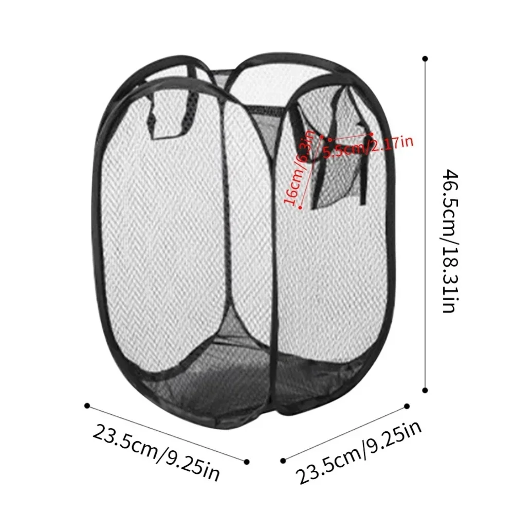 Collapsible Breathable Mesh Laundry Hamper with Wide Opening - Space-Saving Basket for Dorm, Travel, and Bathroom Use