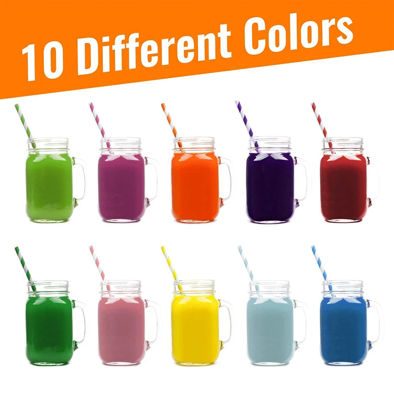 250 Pcs Biodegradable Paper Straws Durable Eco-Friendly 10 Color Stripes Drinking Striped Paper Straw drinking straws