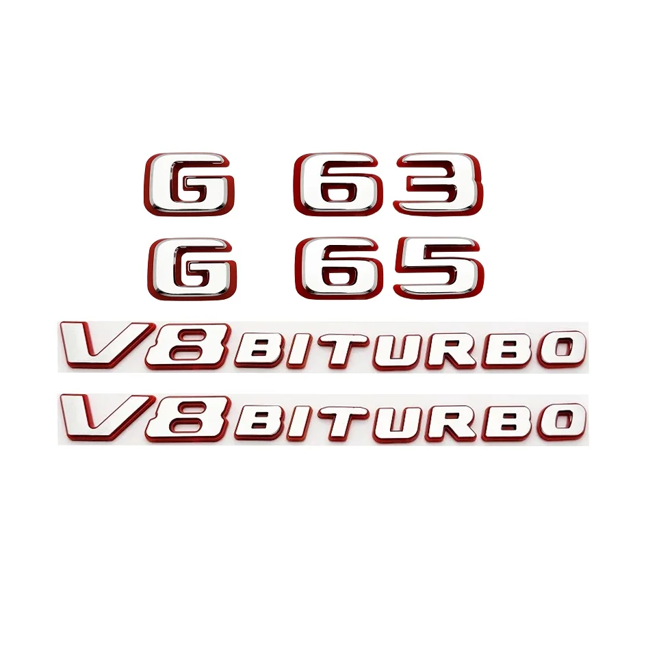 2024 새로운 스타일 두 톤 문자 숫자 G63 G65 V8 BITURBO 엠블럼 메르세데스 벤츠 AMG W464 자동차 트렁크 네임 플레이트 로고 스티커