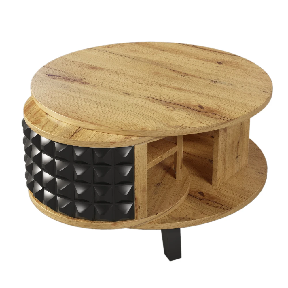 PINGGO Couchtisch mit versteckter interner Ablage und drehbarem Beistelltisch – Moderne Aufbewahrungskonsole für die Wohnzimmerdekoration – Detail 15
