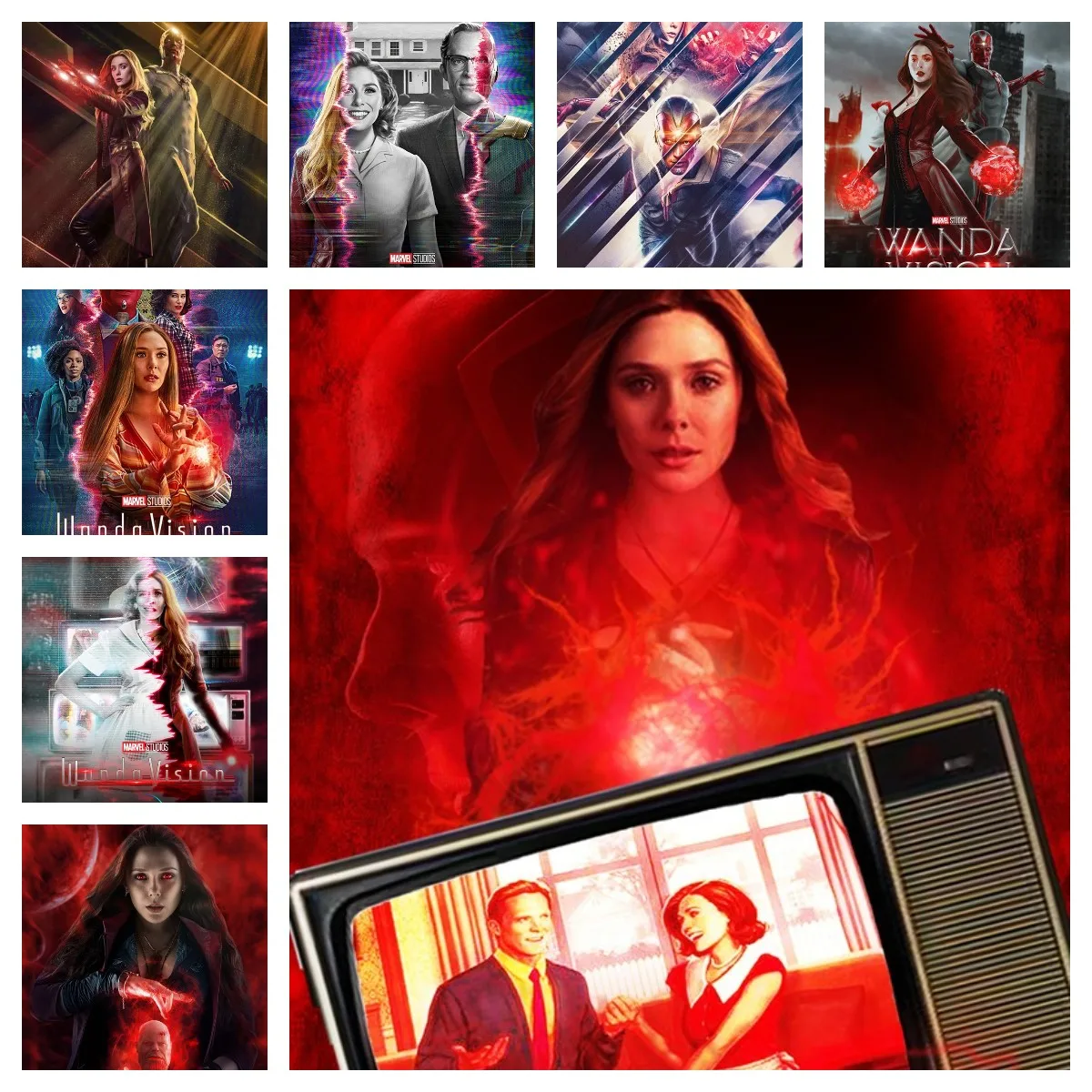 5D Diy Diamond Painting Kit Disney Marvel Tv Show Wanda Vision Mosaic Rhinestone For Interior Children Room Home Decoration