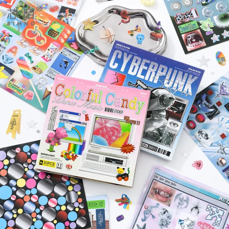 Cyberpunk Retro Decorative Sticker Collection for DIY Projects and Stationery