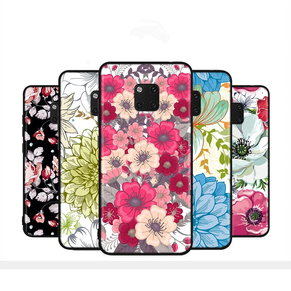 Custodia Nera Per Xiaomi Redmi Note 10 10S 10A 10C Pro Max Cover Protetta Ets-4 Bellissimo Fiore