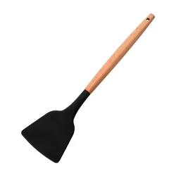 Silicone Non - Stick Cooking Utensil Set with Spatula and Pizza Shovel (Black)