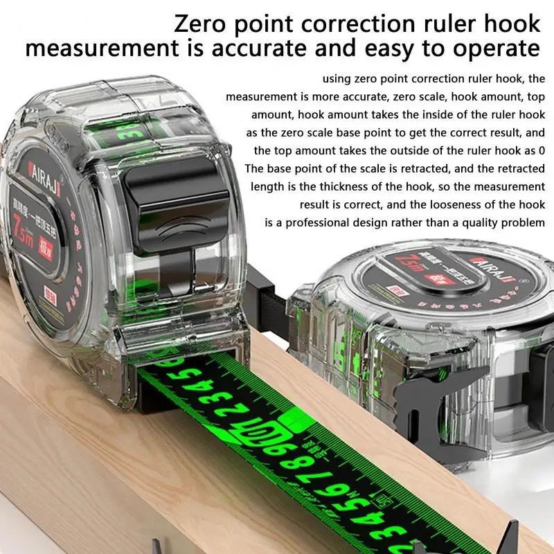 

Светящаяся двухсторонняя измерительная лента с прозрачной планкой, флуоресцентная Противоударная лента для самостоятельного измерения столярных работ