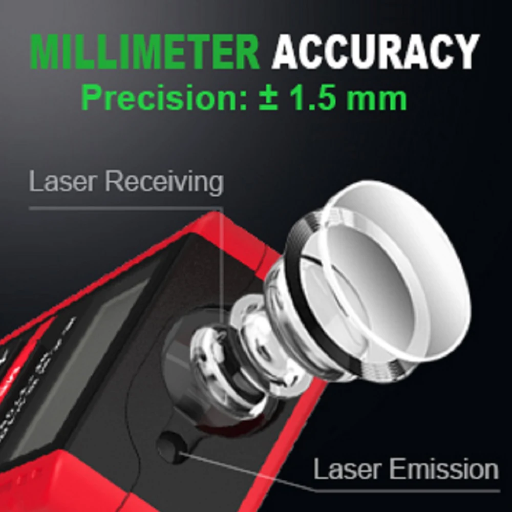 Noyafa NF-271 Laser Distance Meter 40M 80M Rangefinder Tape Range Finder Measure Device Digital Ruler Test Tool — view 2