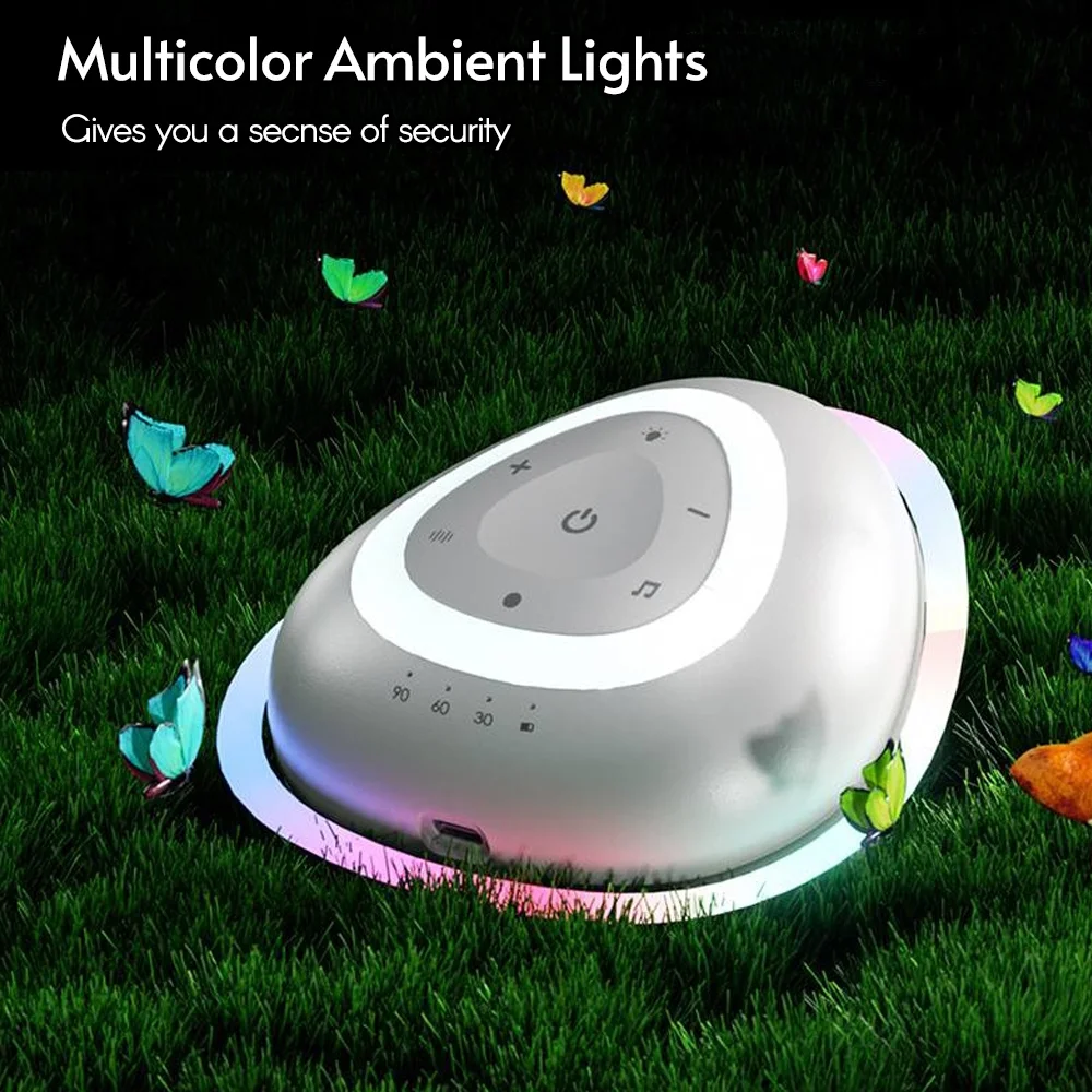 New White Noise Machine Baby Soother Night Light With 8 Lighting Colors
