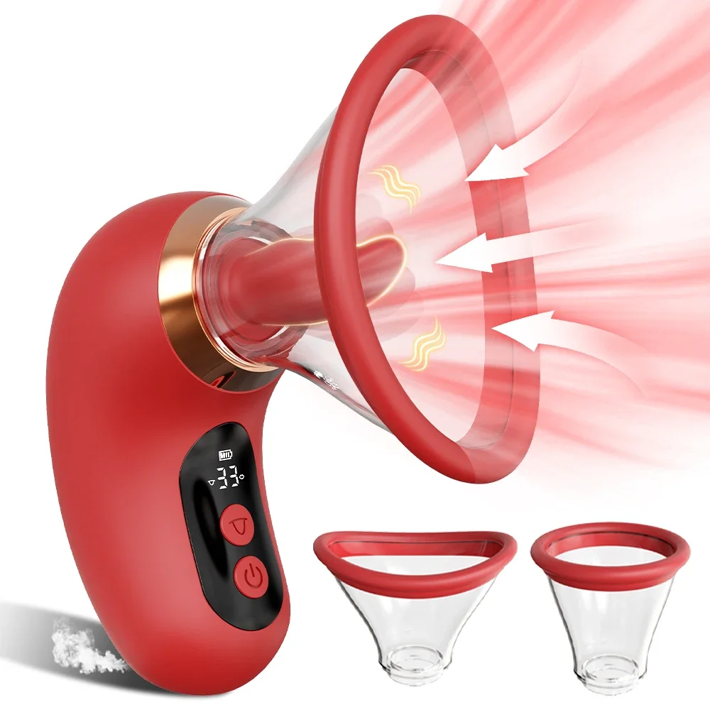 Tongue Licking Vacuum Sucking Vibrator Women Clit Sucker Nipples Breast Massager Removable Cup Female Masturbation Sex Toy