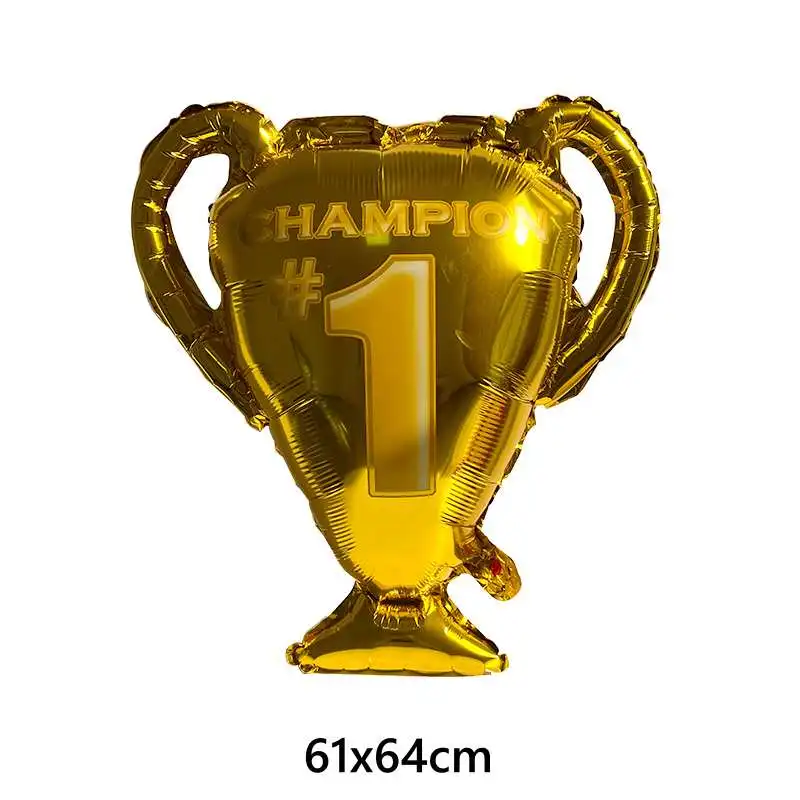 1set 5 stücke gold trophäe fußball blau ball volleyball sport thema party feier geburtstags dekoration ballon set – Detail 2