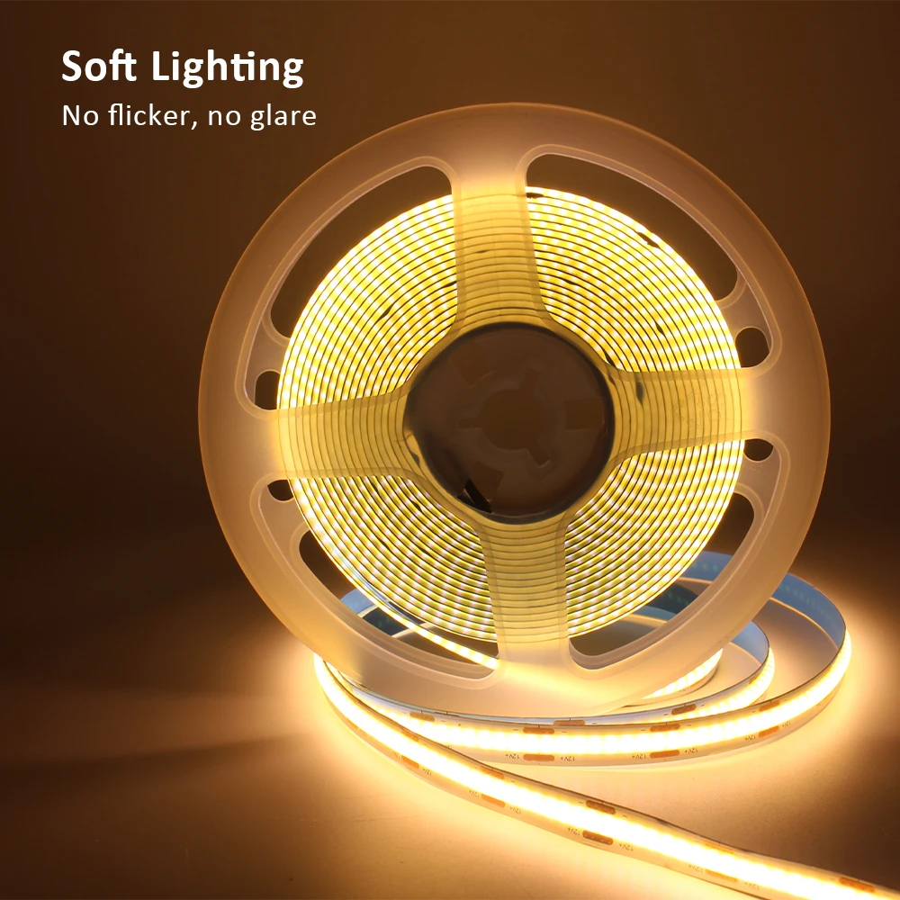 FOB COB LED Strip Lights 12V 2M 3M 5M High Density Flexible Diode Tape Light 3000K 6000K Linear Dimmable 12 Volt Home Decoration 5