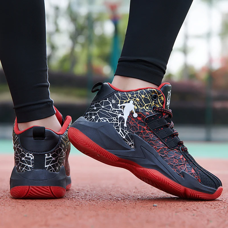 Kids' Non-Slip Breathable Basketball Sneakers - Lace-Up Athletic Training Shoes