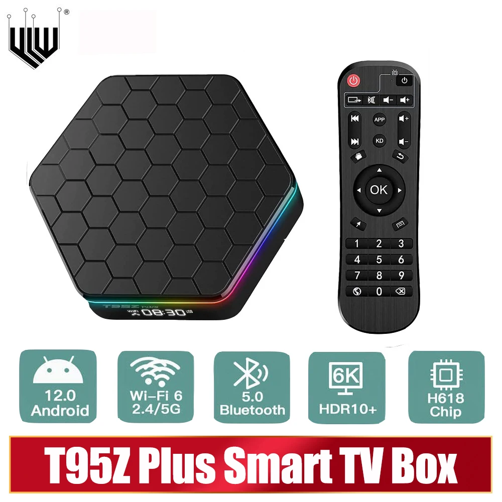

T95Z PLUS TV BOX Android 12 4GB 64GB Smart Android TVBOX Allwinner H618 Dual Band Wifi6 1080P BT 6K Media Player Set Top Box