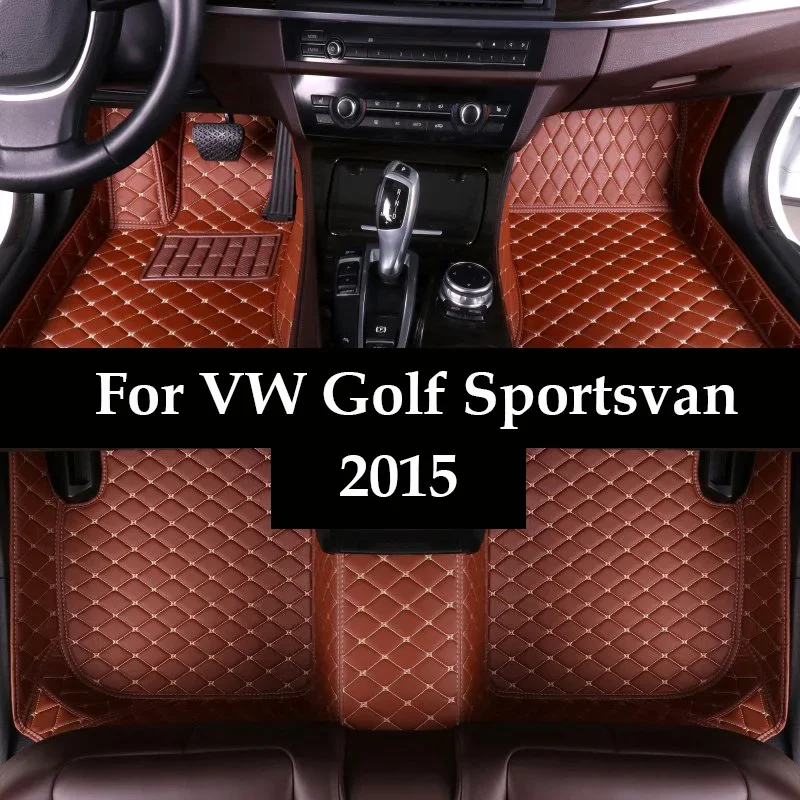 

Leather Car Floor Mats Fit For VW Golf Sportsvan 2015 Custom Foot Pads Automobile Carpet Cover