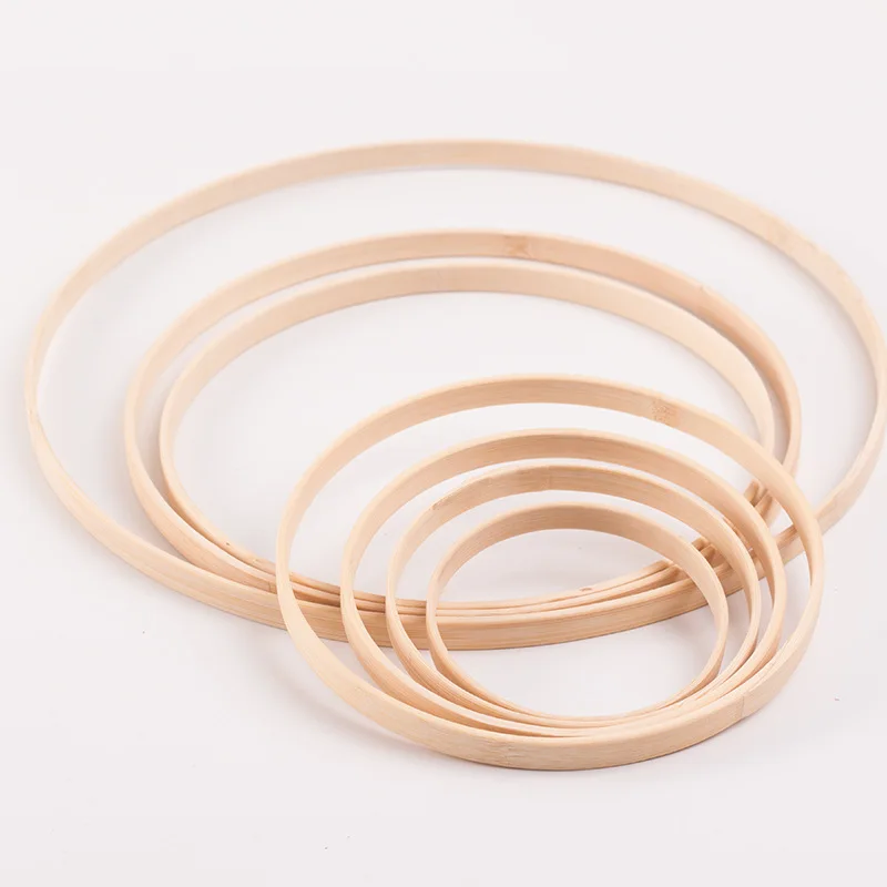 5pcs 9-30cm Wooden Round Hoop Bamboo Circle DIY Floral Wreath Dreamcatcher Wedding Decoration