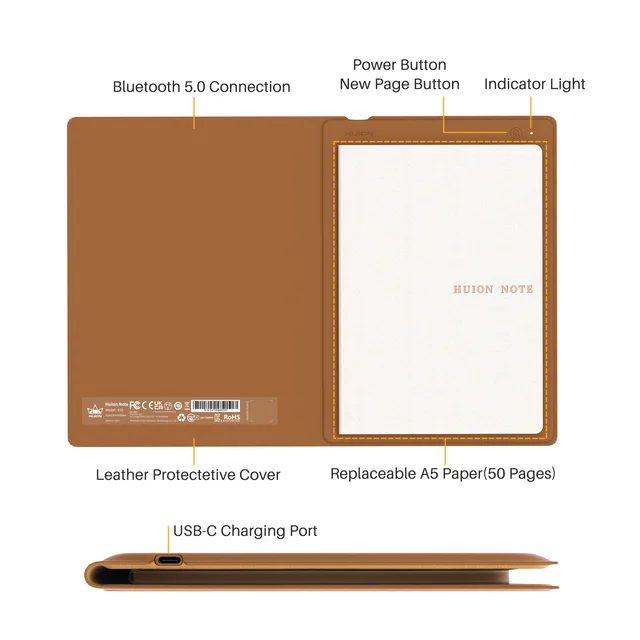 Huion Note 2-in-1 Digital Notebook Drawing Tablet Bluetooth Wireless Paper Tablet Electronic Writing Pad Digital Art Tablet 3