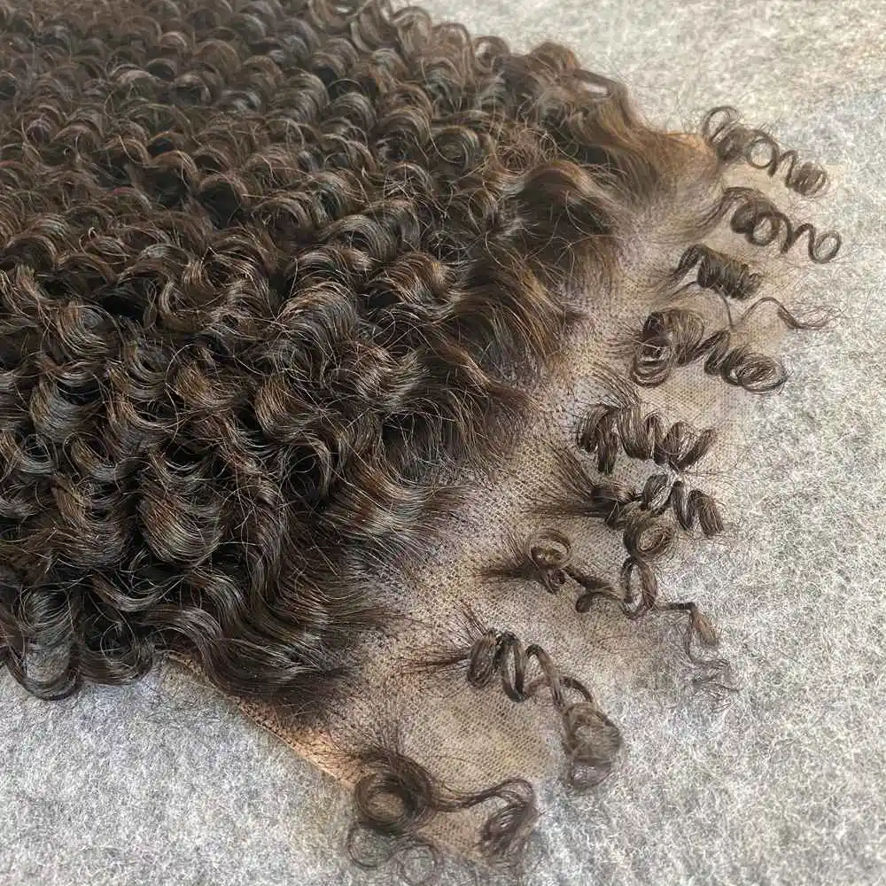 Frontale in pizzo HD invisibile riccio crespo 6x6 Chiusure per capelli umani grezzi pre pizzicati ultra aderenti 5x5 6x6 9X6 Chiusura in pizzo HD invisibile - immagine 3