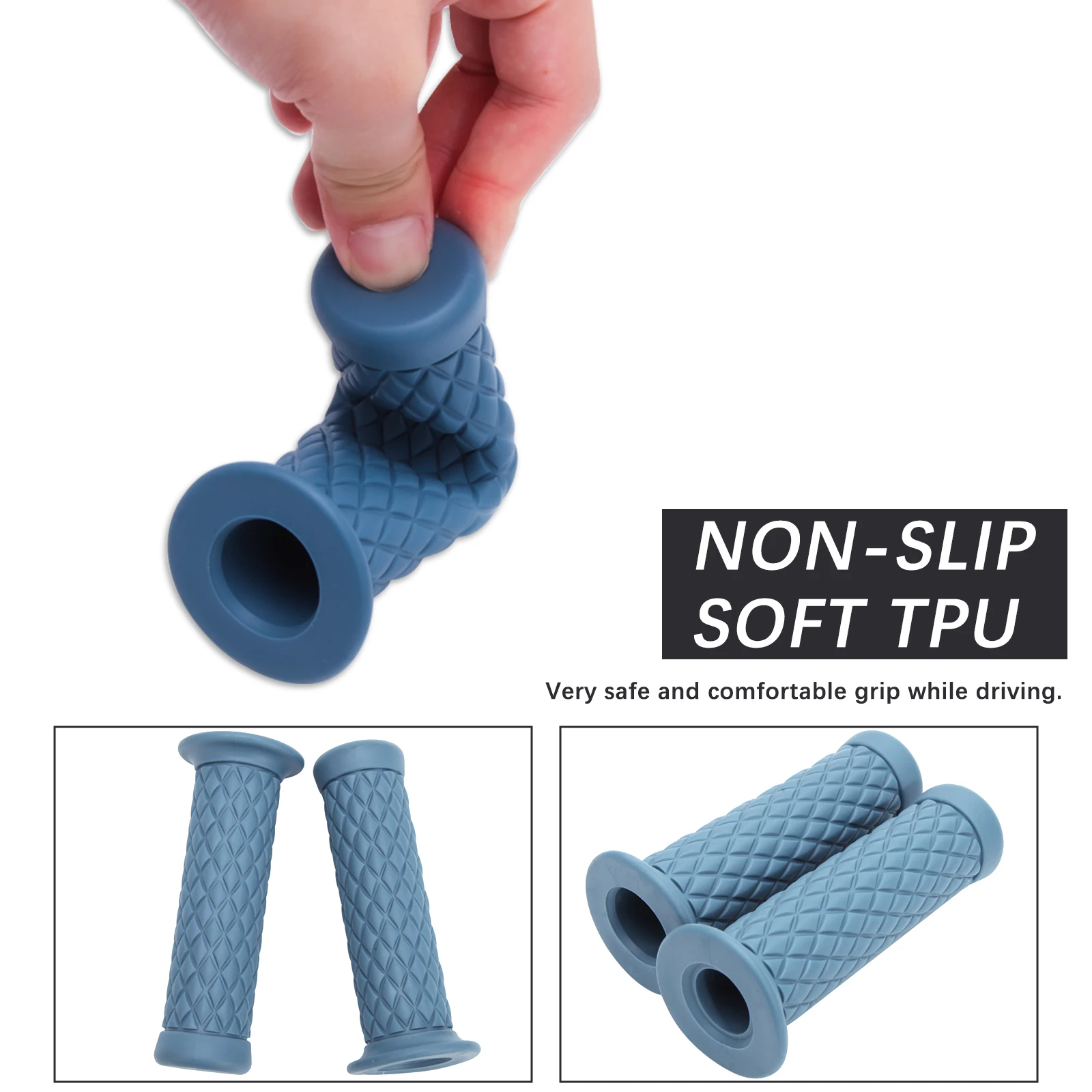 2-Pack Motorcycle Grips - Anti-Slip Rubber Dirt Bike Grips, 7/8" Left & 1" Right, Fits CRF, KXF, YZF, Multiple Colors