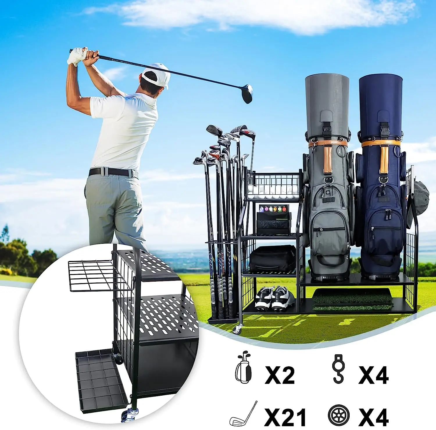 Share more than 146 golf bag organizer for garage best kidsdream.edu.vn