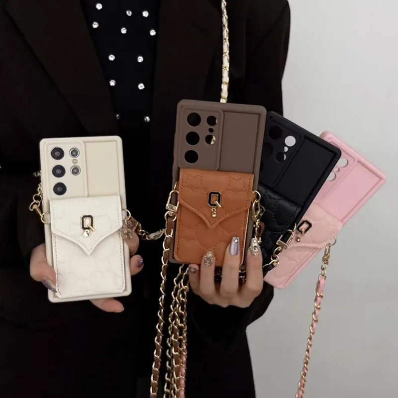 Elegant Strap Chain Wallet Phone Case with Soft Cover