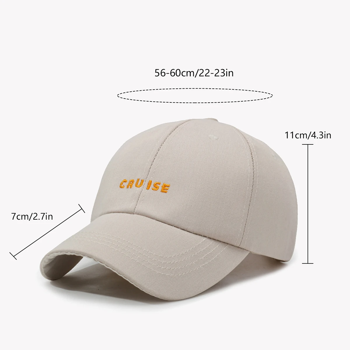 American Retro Big Head Baseball Cap Suitable for Big Faces Summer Wide Brim Soft Top Peaked Cap Men's Letter Face Small Mountaineering Outdoor Sports