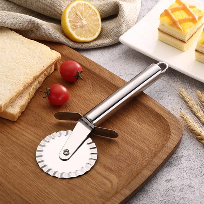 Pizza Wheel Knife Stainless Steel Single Wheel Pizza Cutter Pancake Cut Hob Baking Tool
