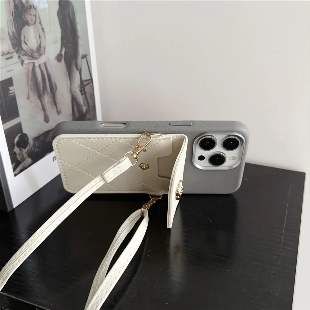 Floral Wallet Crossbody Lanyard Phone Case with Card Holder