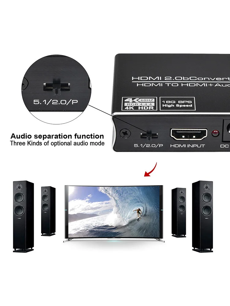 

HDMI 2,0 аудио экстрактор сплиттер HDMI в HDMI аудио конвертер