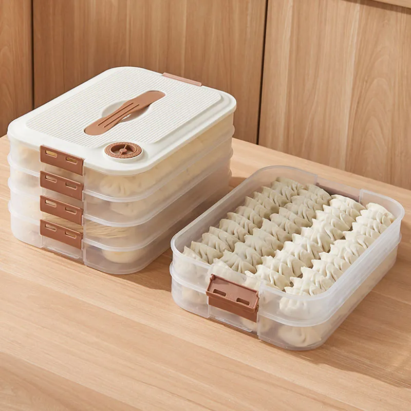  Kitchen Organizer Dumpling Box Food Storage Container Refrigerator Keep Fresh Storage Box Multi-Layer Transparent Dumpling Box 