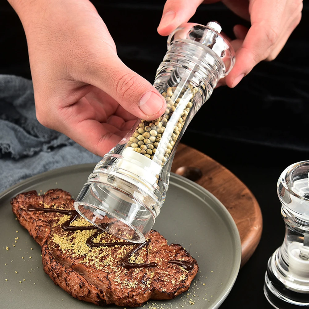 Multisize Kitchen Cooking Tool Adjustable Coarseness Ceramic Seasoning Jar Manual Pepper Mill Transparent Acrylic Pepper Grinder