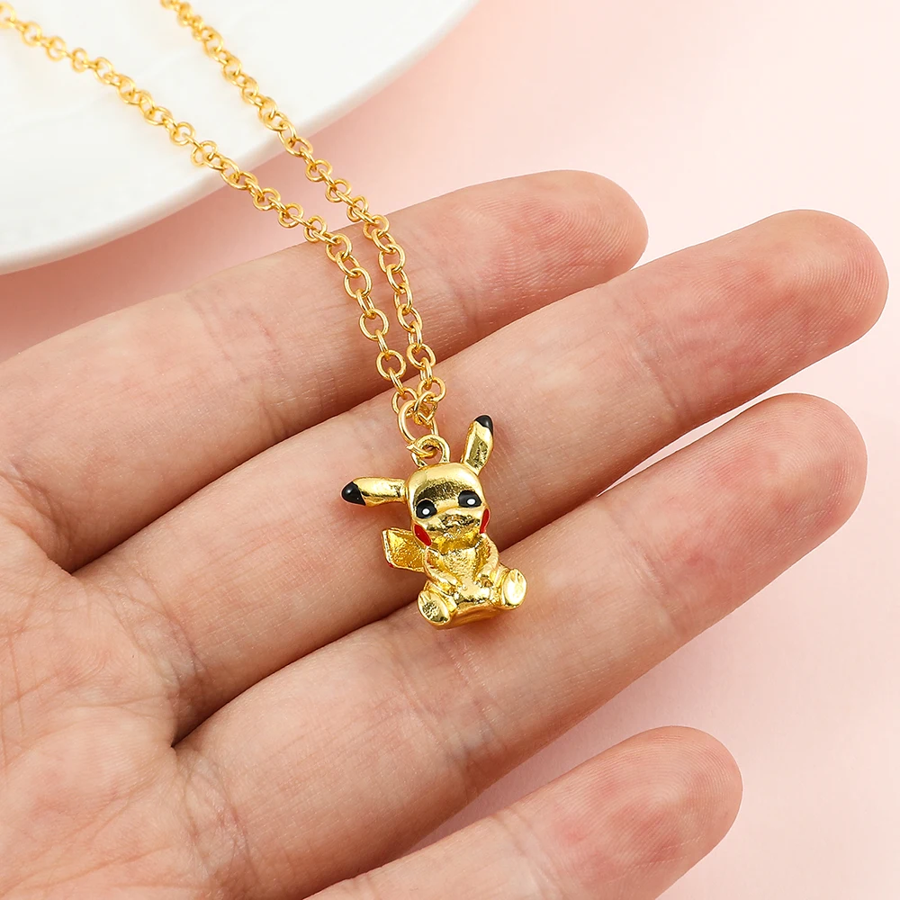 Pokemon GO Pikachu Necklace Cartoon Anime 3D Action Figure Toys Clavicle Chain Y2K Jewelry Kids Women Birthday Kawaii Gift