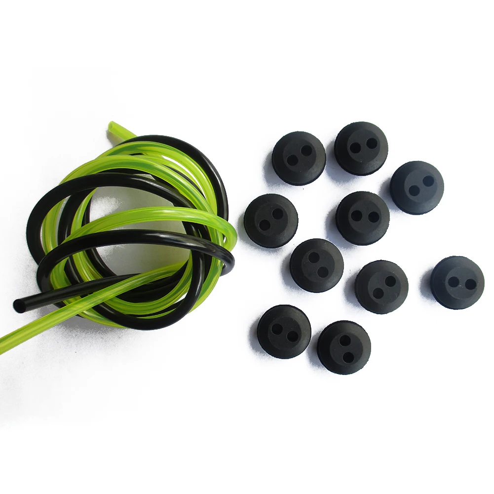 12pcs 2 Holes Fuel Tank Grommet Rubber With Fuel Line Pipe For Brush Cutter Grass Trimmer Rubber Replacemnt Garden Supplies
