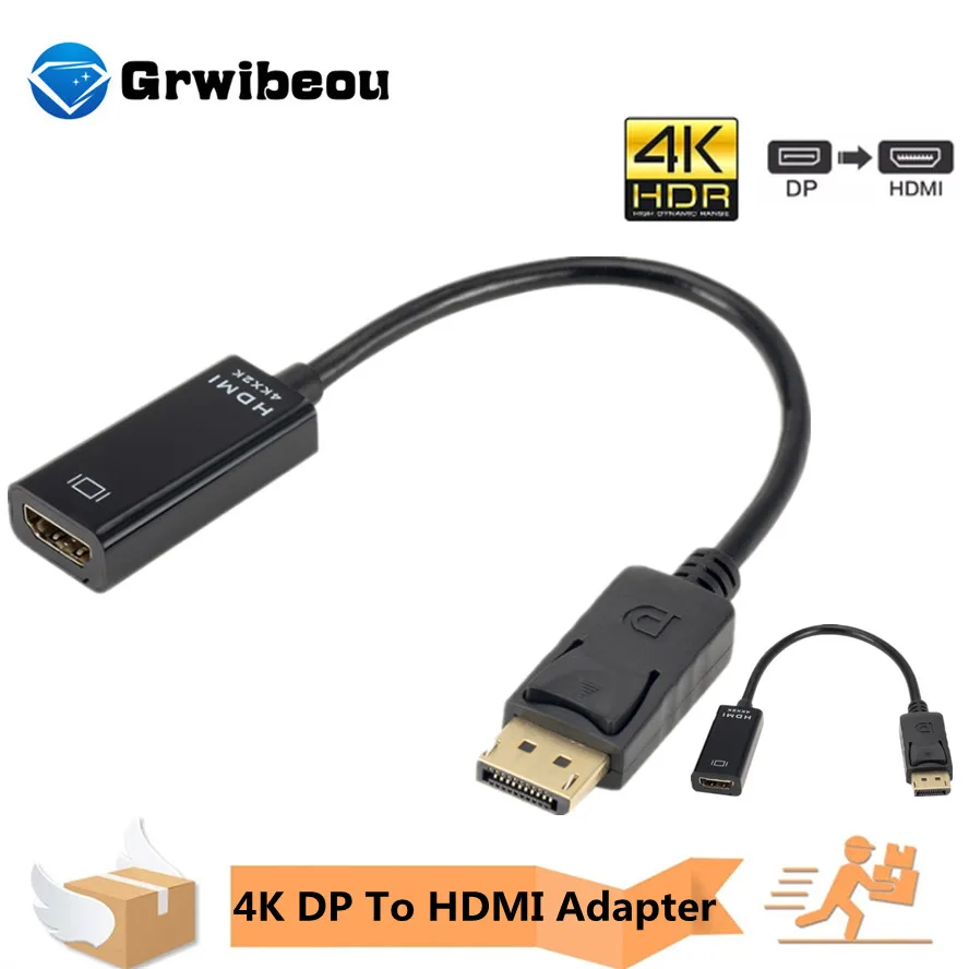 

Grwibeou 4K DisplayPort to HDMI-compatible Adapter Converter Cable High quality Male to Female HD Adapter Video Audio For PC TV