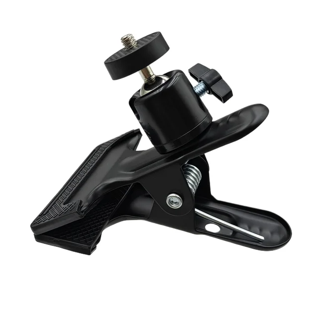 Metal Clamp Clip Alloy Flash Tripod Hoder Desktop Streaming 360 Swivel Ball-Head 1/4" Screw for Phone Gopro Dji Action Camera