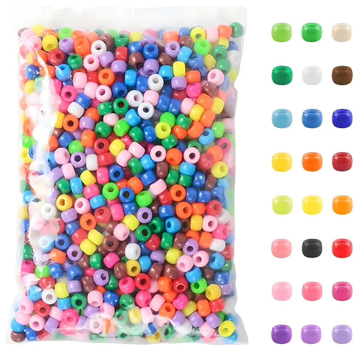 500개 포니 캔디 컬러풀 플라스틱 비즈, 쥬얼리 제작, DIY 헤어 브레이딩, 팔찌, 목걸이, 수공예, 소규모 사업용