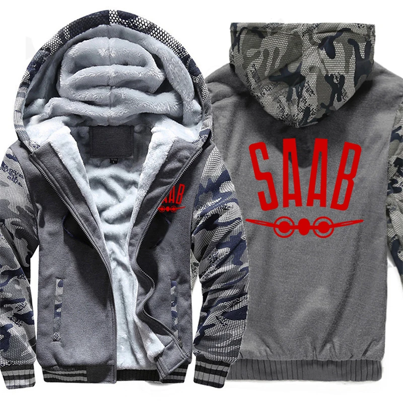 SAAB Hoodies Men Coat Winter Warm Fleece SAAB Sweatshirts Jacket 4