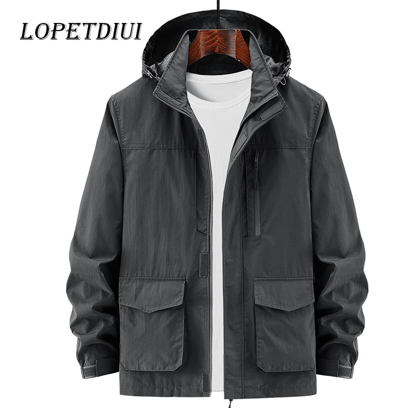 

2023 New Men Spring Autumn Fashion Casual Outdoor Sports Windproof Braethable Jacket Coats Camping Detachable Cargo