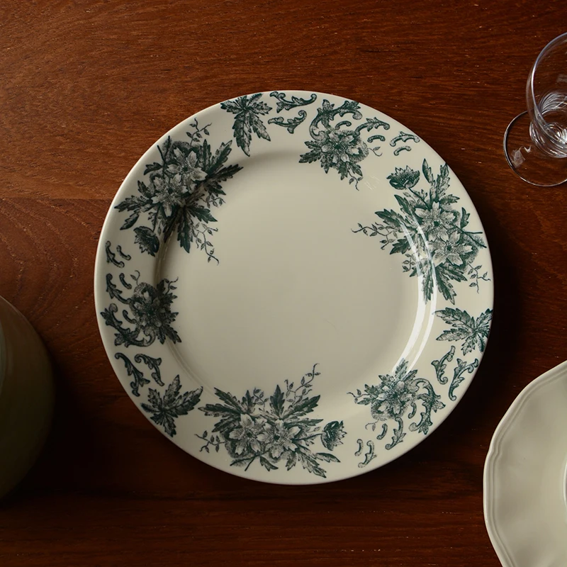 

Underglaze Flower Dinner Plate, Blue, Western Dessert Bowl, Ceramic Steak Plates, Platos Vajilla