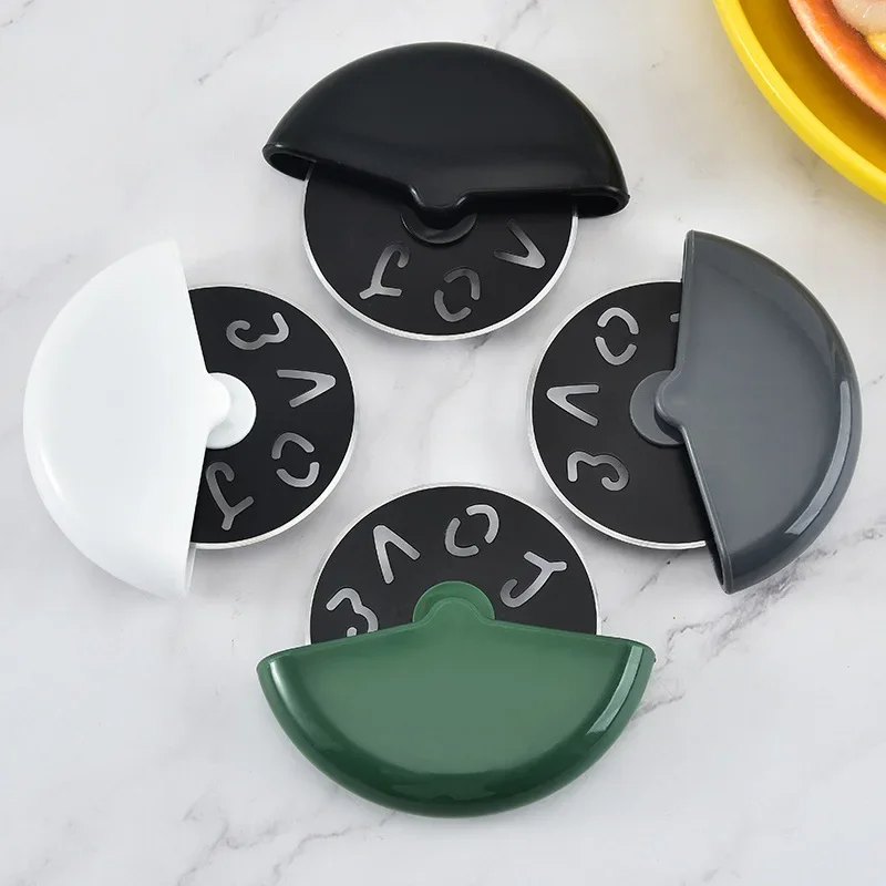 Stainless Steel Round Wheel Cutting Knife For Pizza With Lid Roulette Roller Dough Pizza Slicer Cutter Baking Accessories Tools
