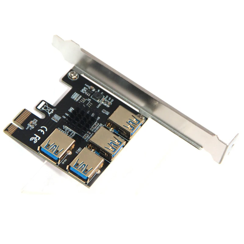 

PCIE 1 до 4 PCIE Райзер карта PCI Express усилитель внешний 4 PCI-E слота адаптер USB 3,0 PCIe конвертер для майнинга биткоинов