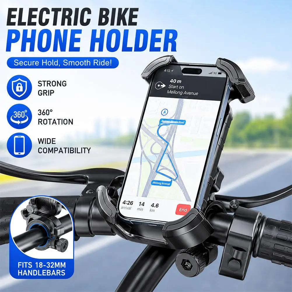 Universal Bike and Motorcycle Phone Holder by Lamicall | Secure Handlebar Mount Clamp