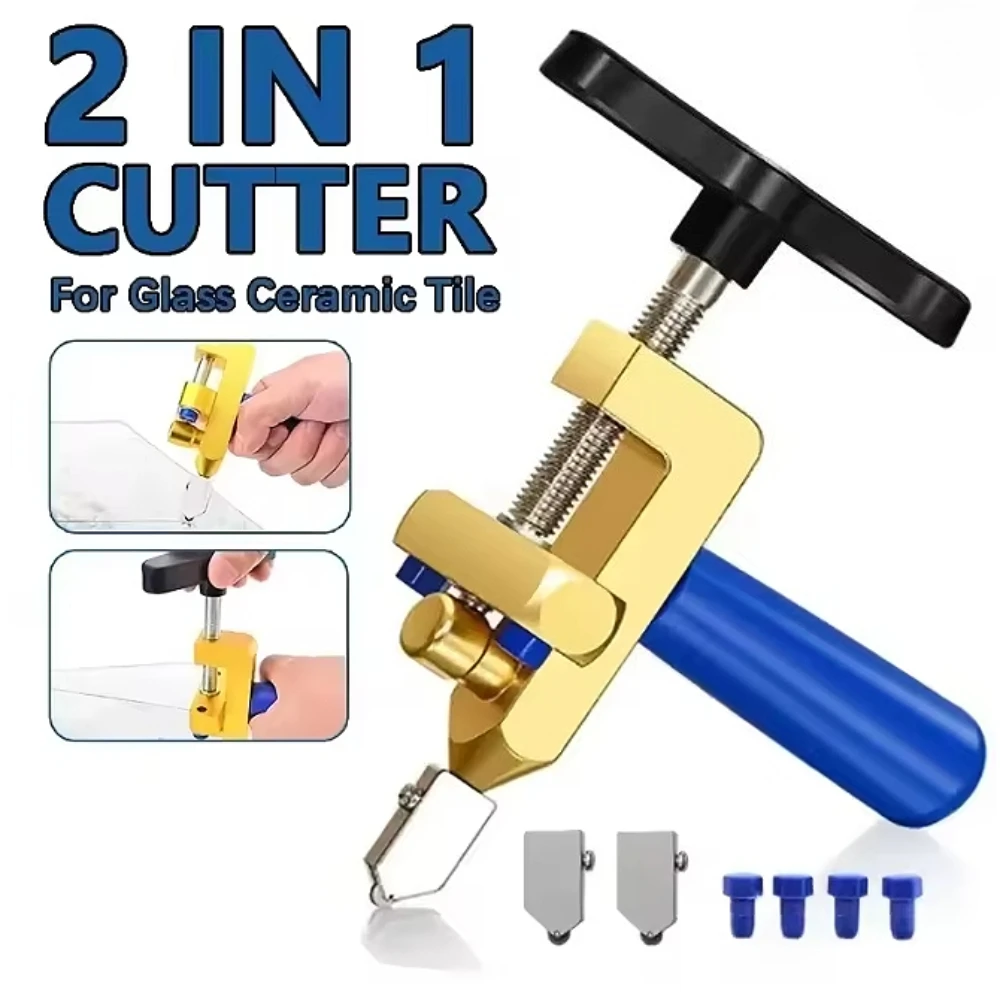 Coupe-carreaux en céramique et verre 2 en 1, pince disjoncteur, roue de carrelage, rouleau de diamant, coupe manuelle du diamant avec couteau, outils à main