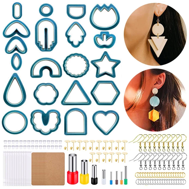 142Pcs Clay Cutters Set Polymer Clay Cutters Set with 24 Shapes Stainless  Steel Clay Earring Cutters with Earring Accessories - AliExpress